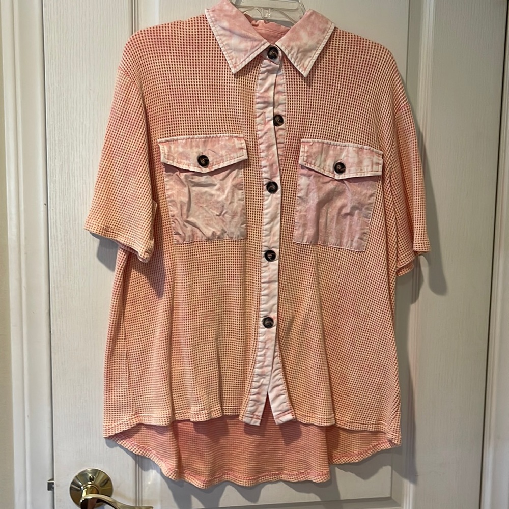 BiBi Pink Checkered Button-Up Top